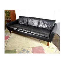 Load image into Gallery viewer, Danish Black Leather sofa
