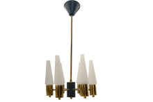 Load image into Gallery viewer, Hans Agne Jakobsson Brass and Opaline Ceiling Lamp
