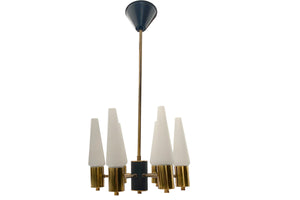 Hans Agne Jakobsson Brass and Opaline Ceiling Lamp