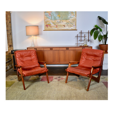 Load image into Gallery viewer, Norwegian Red Leather Armchairs
