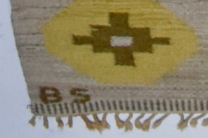 Swedish flat weave hand woven carpet - signed BS