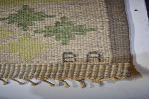 Swedish flat weave hand woven carpet - signed BA