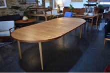 Load image into Gallery viewer, Round Teak + Oak Dining table x 3 extensions

