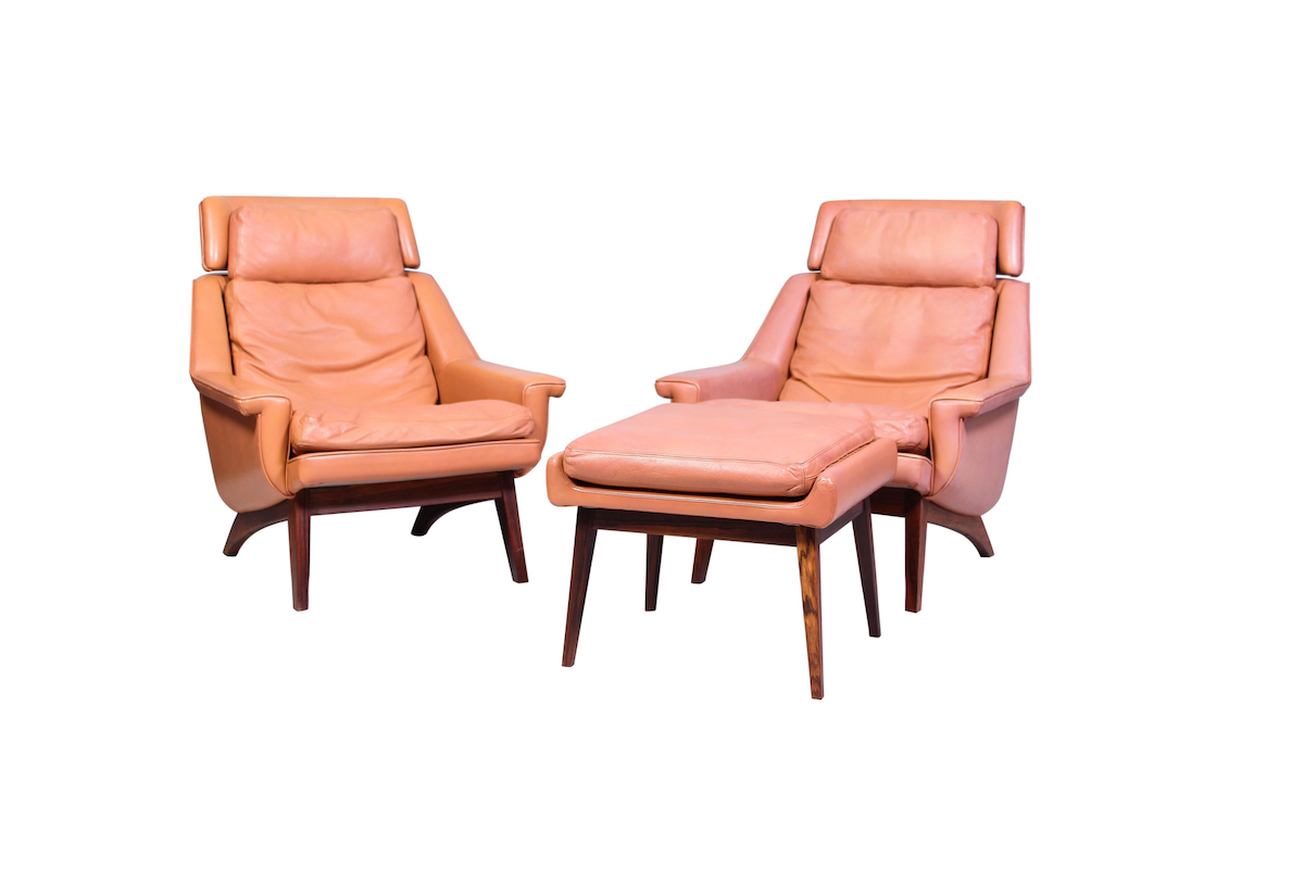 Werner Langenfled Lounge Chairs + Ottoman