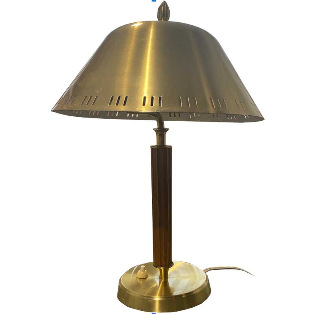 Teak + Brass Table Lamp
